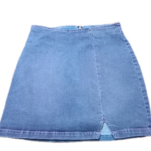 Free Spirited Wild Fable Sexy Denim Mini Skirt Mid Wash Blue W4 Straight Stretch - Picture 2 of 11